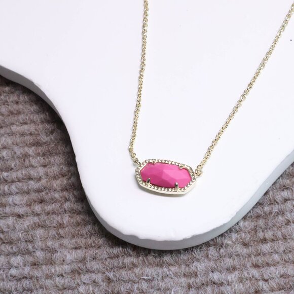 Kendra Scott Pink Magnesite Gold Pendant Necklace - Elisa - Picture 2 of 2